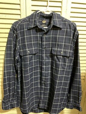 Dockers Navy and White Windowpane Plaid Button-Down Shirt